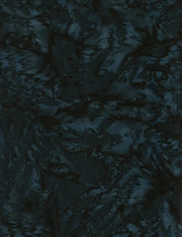 Batik lava solids fabric in dark navy and black with mottled abstract texture