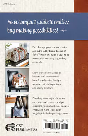 Essential bag making reference tool back cover with description and book details