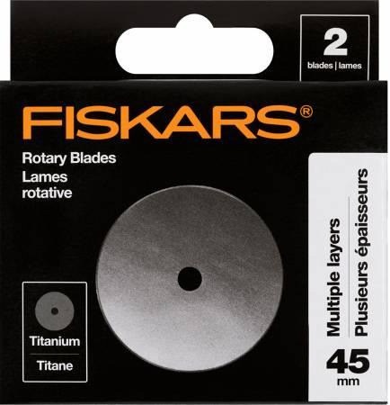 45 mm titanium-coated rotary replacement blades, 2-pack, with circular gray blade