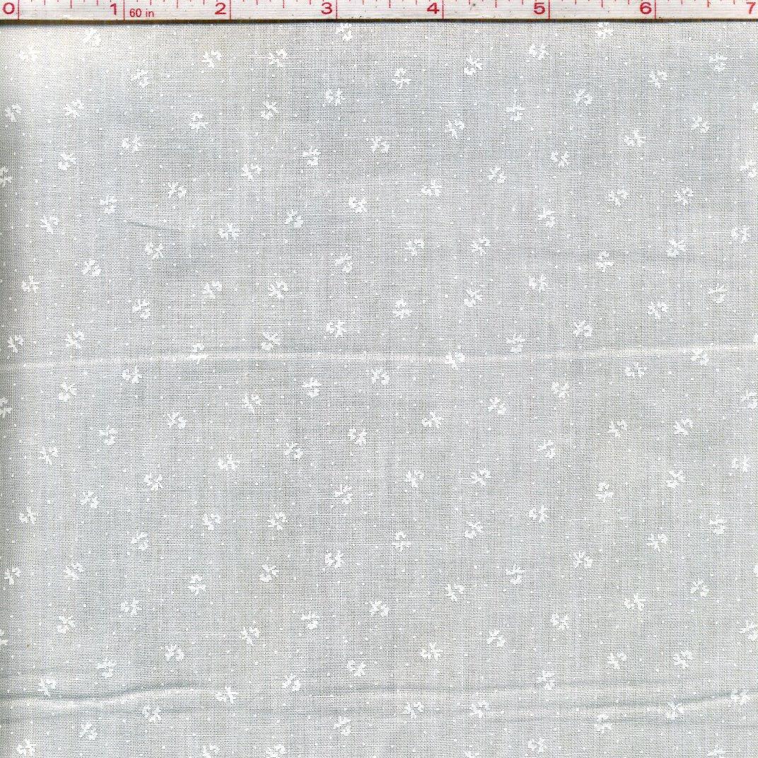 Light gray woven fabric with small white floral sprinkle pattern