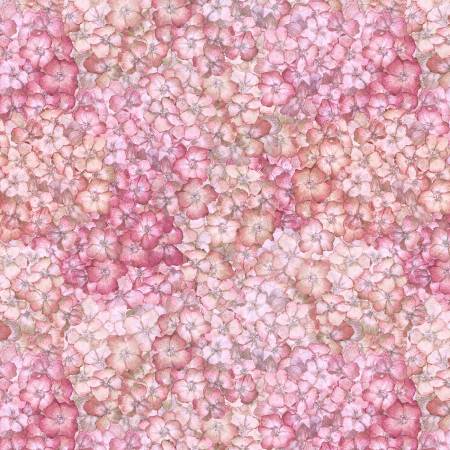 26" remnant Hydrangea Mist Pink Packed Hydrangeas # 39820-333 by Susan Winget from Wilmington Prints Sold by the Half Yard