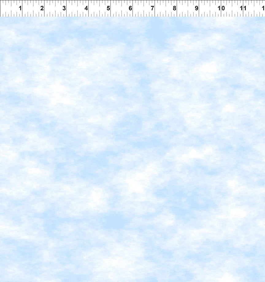Light blue printed fabric with scattered cloudlike texture