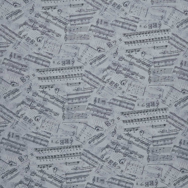Last Chance One Yard Cut Sonata Grey Musical Scales # CD3095-GREY from Timeless Treasures