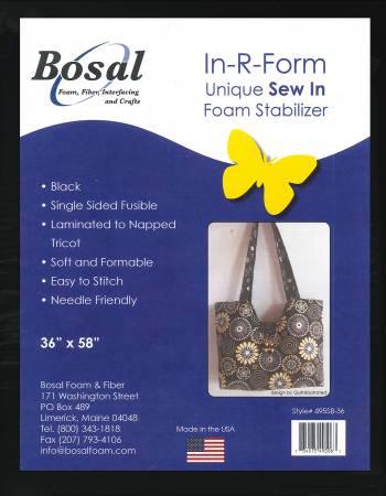 Black single-sided fusible foam stabilizer sheet, 36 in x 58 in.