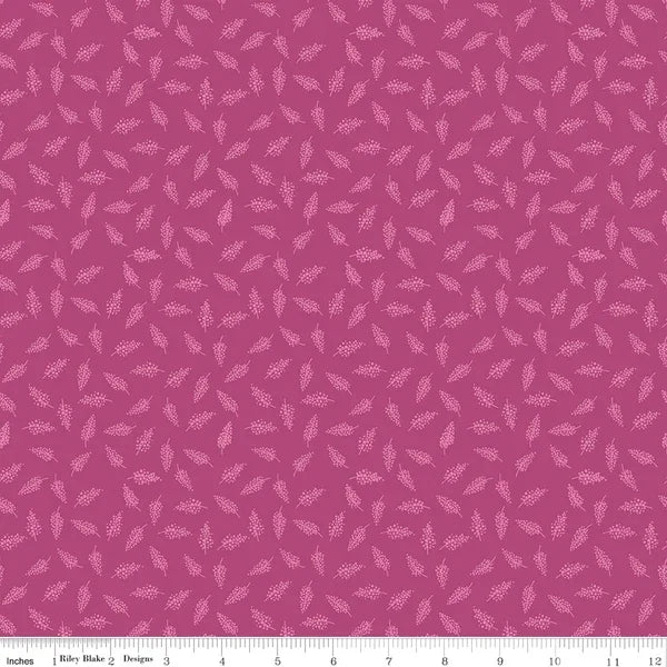 Orchid quilt fabric with small millet leaf sprigs pattern
