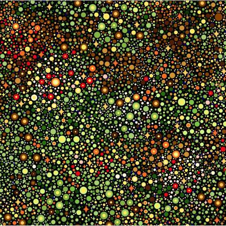Green fabric with multicolor dotted pattern
