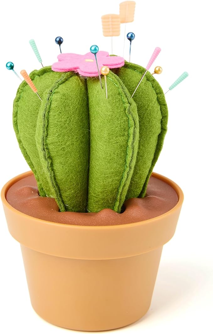 Cactus-Shaped Pin Cushion in a Pot with Included Sewing Notions | Magnetic  Pin Holder | Cute Décor for Sewing Desks