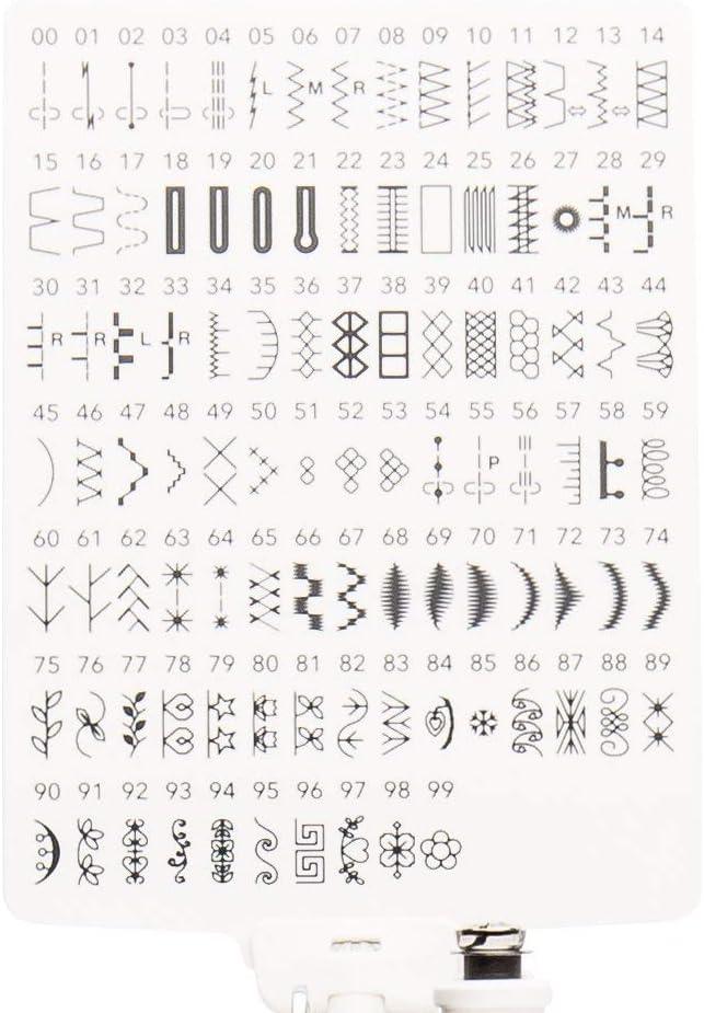 Sewing machine stitch pattern chart on a clear cover