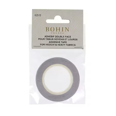 Bohin Wonder Tape 1/4 in roll on card, gray backing with center adhesive