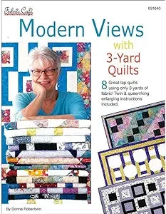 Quilt pattern book cover with colorful patchwork quilt blocks and text Modern Views