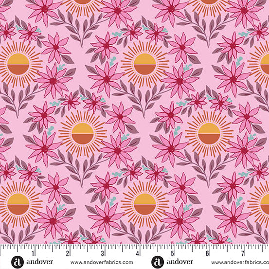 Sunset Cottage by Stephanie Organes Daylight Blooms Pink A-10272-E quilting cotton fabric