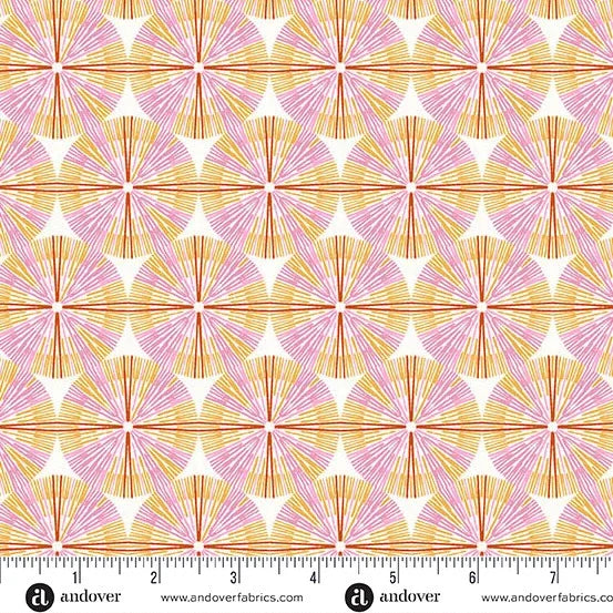 Yellow pinwheel starburst fabric, geometric repeat pattern for cotton quilting