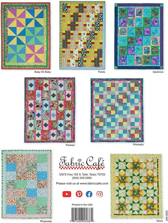 Quilt pattern page with colorful square block designs