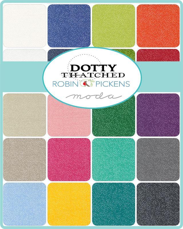 Multicolor fabric squares with small dot texture, Moda Dotty Thatched