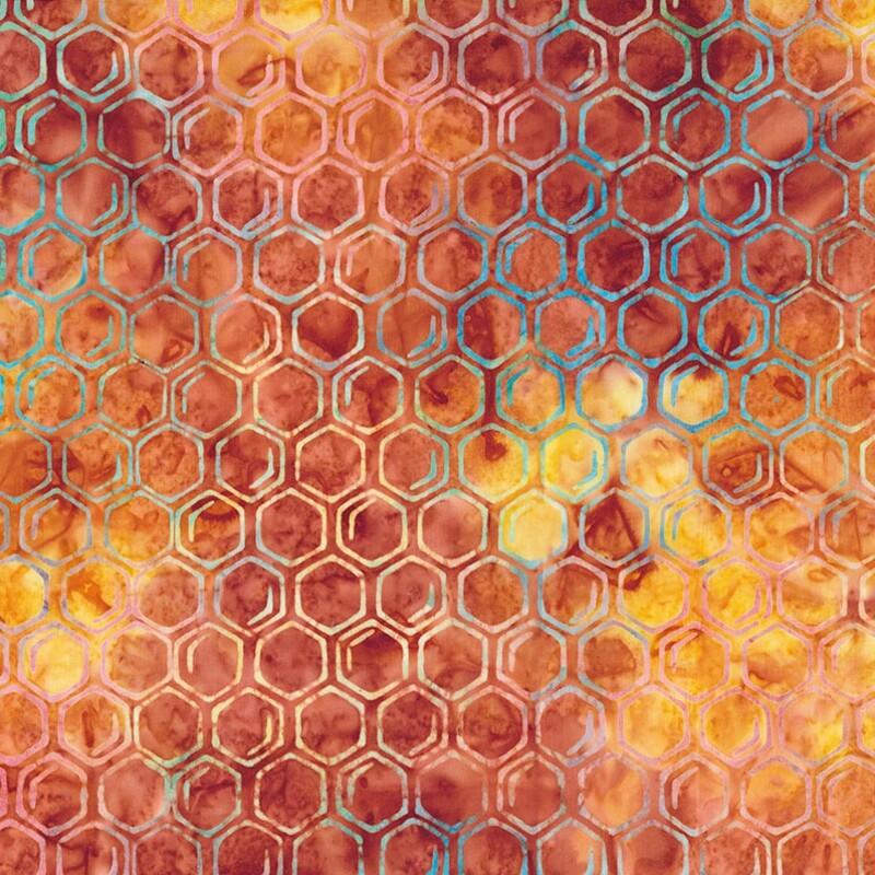 Buzzy Bee Honeycomb 83641-58 in Rust Banyan Batik from Northcott