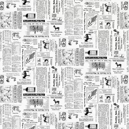 Neighborhood Association Off-White Newspaper Ads # 8424S-01 by Timnar Tarr Collection from Studio E Fabrics