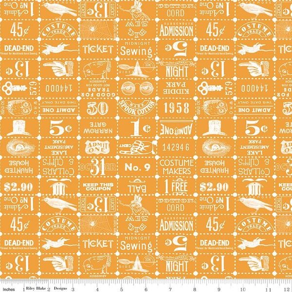 Costume Maker's Act II Ticket Grid Orange C16009-ORANGE by J. Wecker Frisch for Riley Blake Designs Sold by the Half Yard