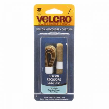VELCRO Brand beige sew-on hook-and-loop fastener strip, 3/4 in x 30 in