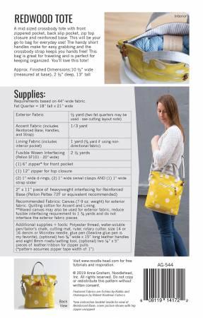 Sewing pattern for a mid-size crossbody tote in printed instruction pages
