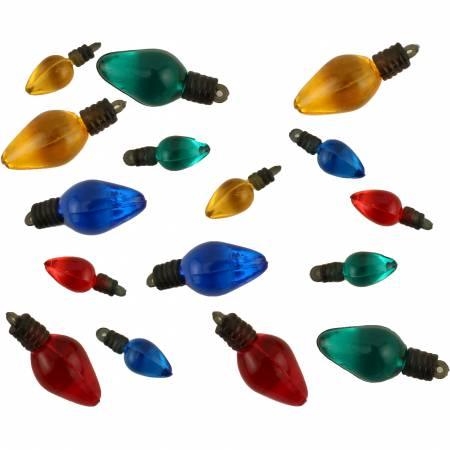 Assorted vintage holiday bulb lights with teardrop colored bulbs and black bases