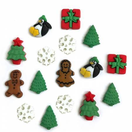 Assorted Christmas-shaped mini cookies: trees, snowflakes, penguins, gingerbread, gifts
