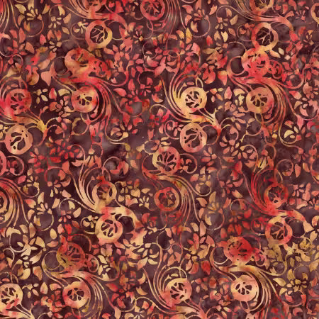 Landscape Floreale Batik Mocha Chestnut # BT23210-146 by Karen Gibbs for Riley Blake Designs
