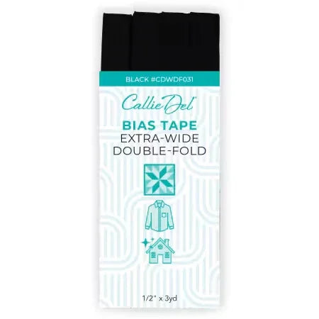 Extra-wide double-fold bias tape, black (1/2 in x 3 yd)