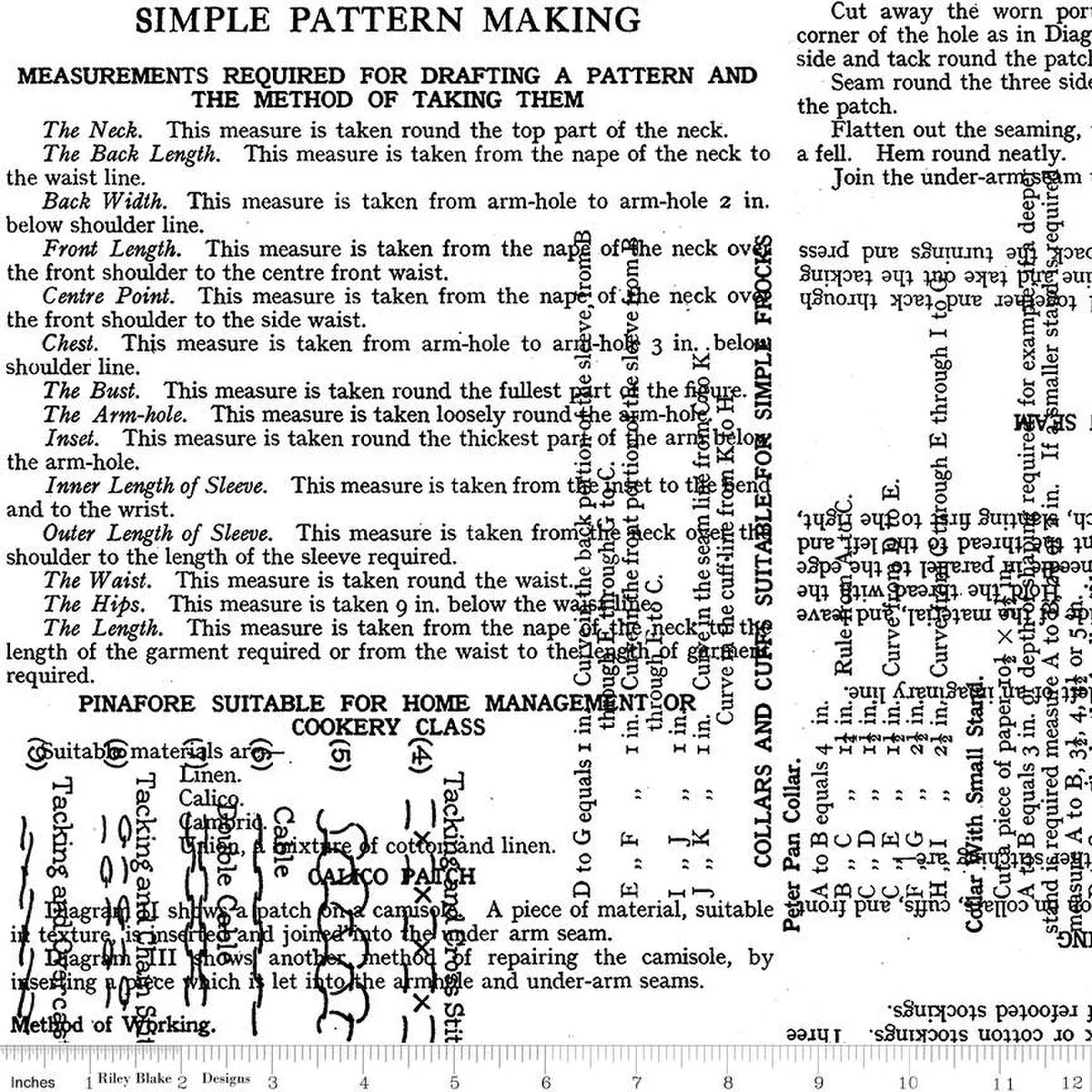 White sewing pattern-making journal pages with measurements and diagrams