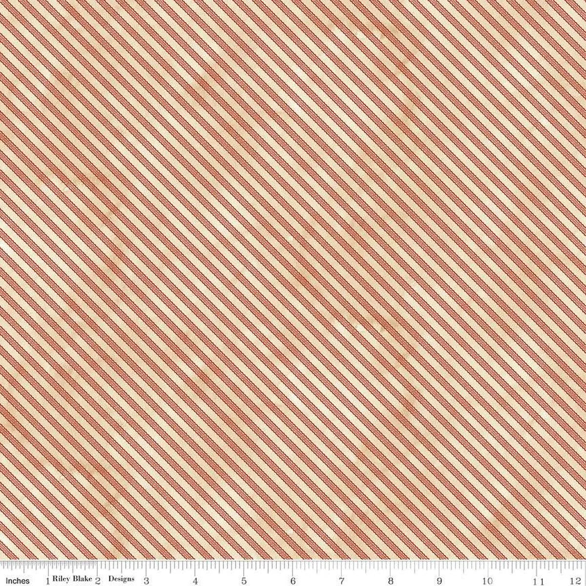 Parchment ticking stripe fabric with thin multicolor lines
