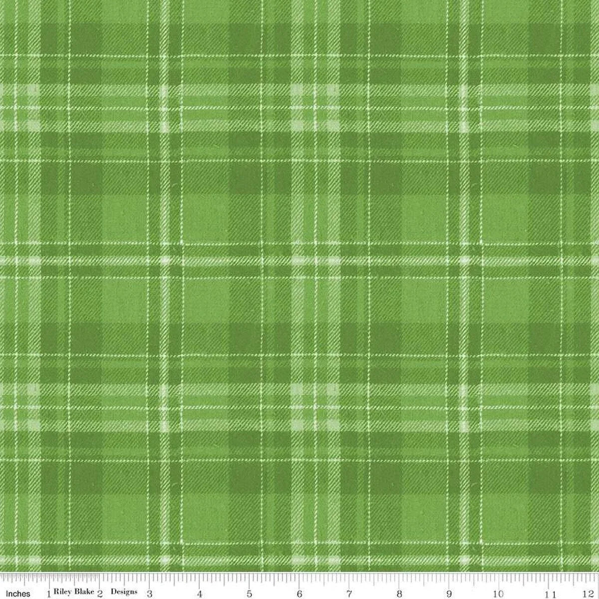 Green Christmas plaid fabric swatch with white grid lines