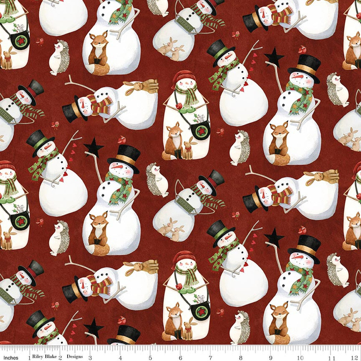 Northern Christmas by Teresa Kogut Snowmen Red C17831-RED quilting cotton fabric