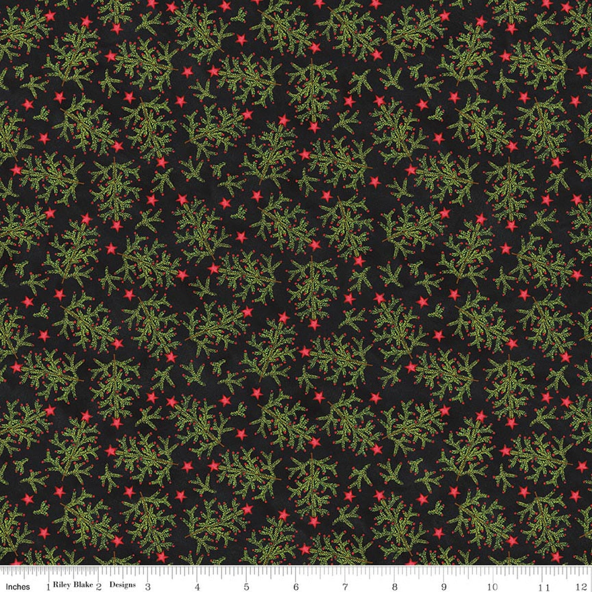 Northern Christmas by Teresa Kogut Whimsical Trees Black C17832-BLACK quilting cotton fabric