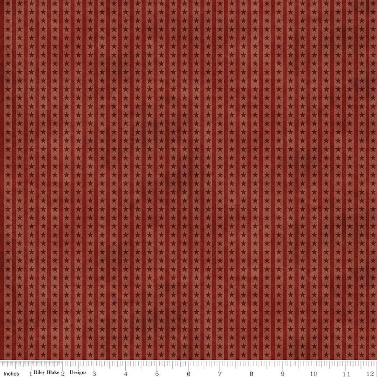Red Christmas cotton fabric with star and stripe pattern