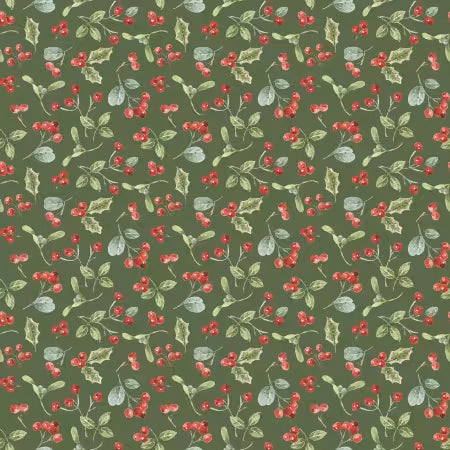 Holiday Spirit Berries Green # CD17463R-GREEN by Lisa Audit from Riley Blake Designs
