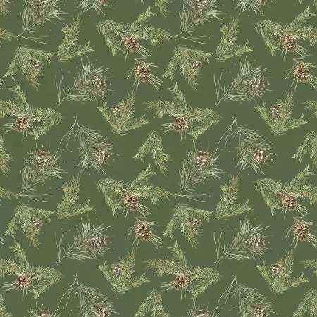 Holiday Spirit Pinecones Green # CD17464R-GREEN by Lisa Audit from Riley Blake Designs