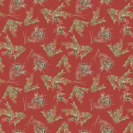 Holiday Spirit Pinecones Red # CD17464R-RED by Lisa Audit from Riley Blake Designs