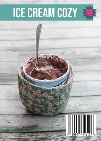 Ice cream cozy sleeve with teal floral pattern, designed to fit over cups