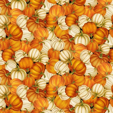 Pumpkin Packed Pumpkins Metallic # CM4135-PUMPKIN from Timeless Treasures