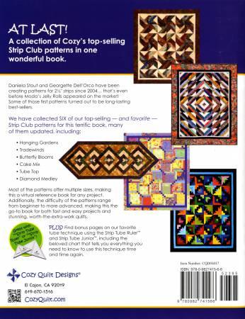 Quilt pattern collage on booklet back cover with multicolor geometric block designs