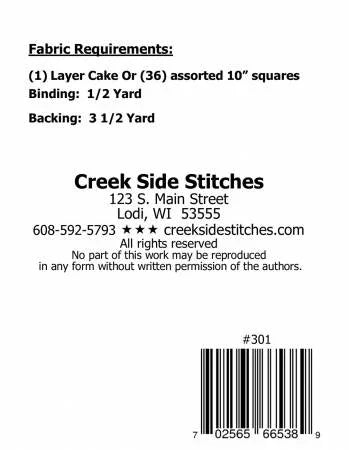 Tree skirt product label with fabric requirements and barcode #301