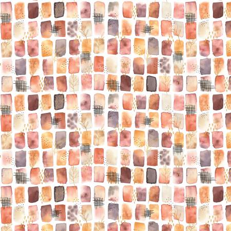 Desert Bloom Painted Squares # DBLO5211-W from P & B Textiles