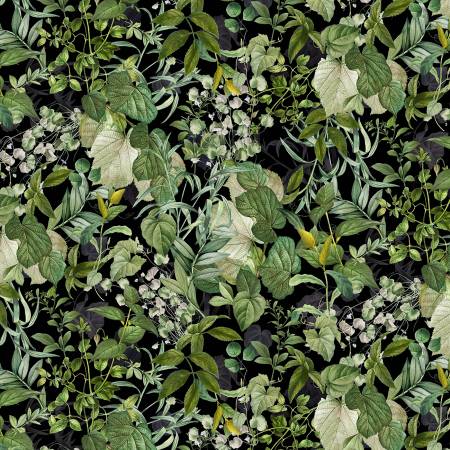 Botanical Garden Black Foliage DDC11468-BLAC for Michael Miller