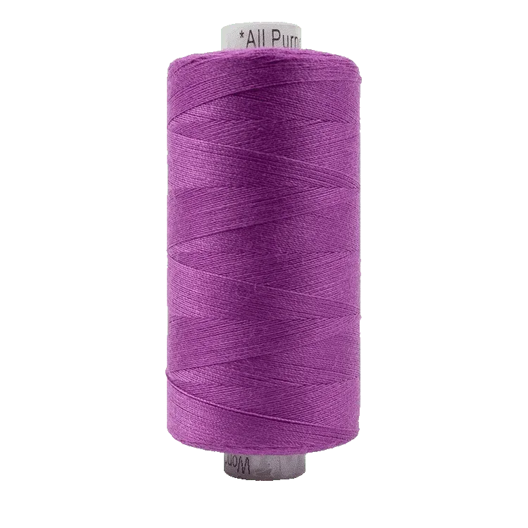 Purple all-purpose polyester thread spool (40wt), wound on a bobbin