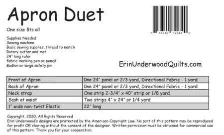 Apron Duet Pattern # EUQ331 by Erin Underwood