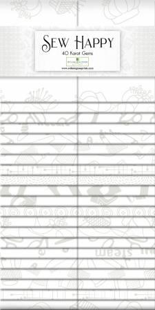 Fabric strip pre-cuts with light gray and white patterned strips on a card