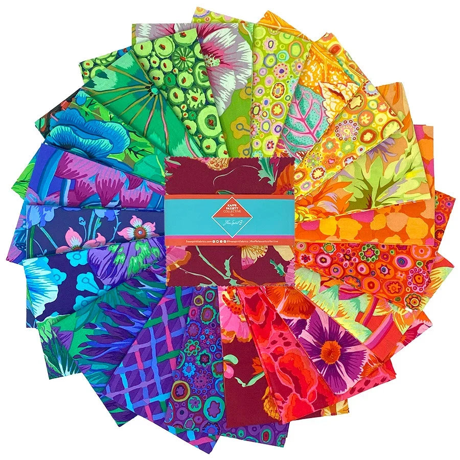 5-inch charm pack of multicolor floral and geometric quilting fabric squares, assorted.