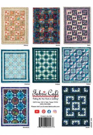 Quilt pattern showcase page with six different patchwork quilt design squares