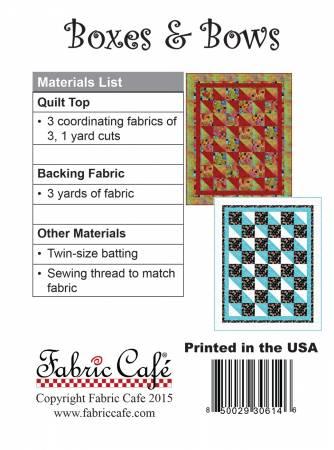 Quilt pattern booklet with Boxes & Bows design thumbnail and materials list