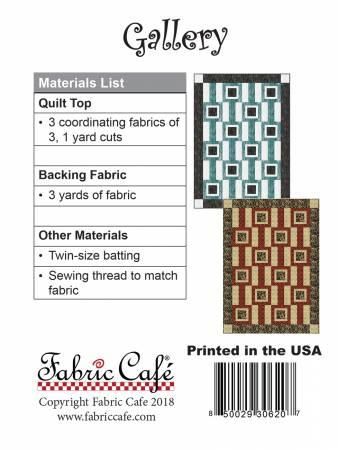 Quilt pattern sheet with small patchwork block samples in teal, tan, and brown