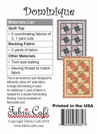 Dominique 3-Yard Quilt Pattern from Fabric Cafe